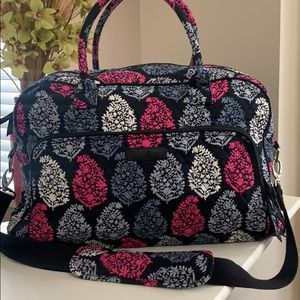 Vera Bradley Pink/Black Weekender Travel Bag